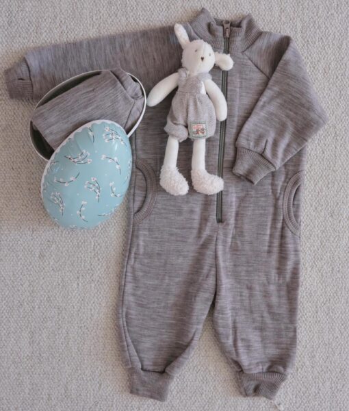 Joha basic ulldress med glidelås ullfleece på innsiden sesame melange - Image 3