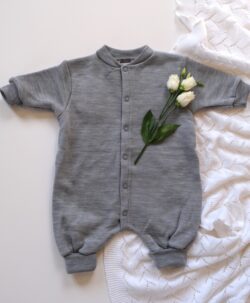 Joha basic ulldress med ullfleece på innsiden og trylleføtter light grey melange
