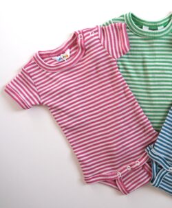 Joha body korte ermer i ull/silke striper Pink