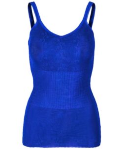 Vera & William Dame Vintage Pointelle singlet i merinoull og silke cobalt blue
