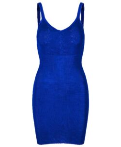 Vera & William Dame Vintage Pointelle underkjole i merinoull og silke cobalt blue