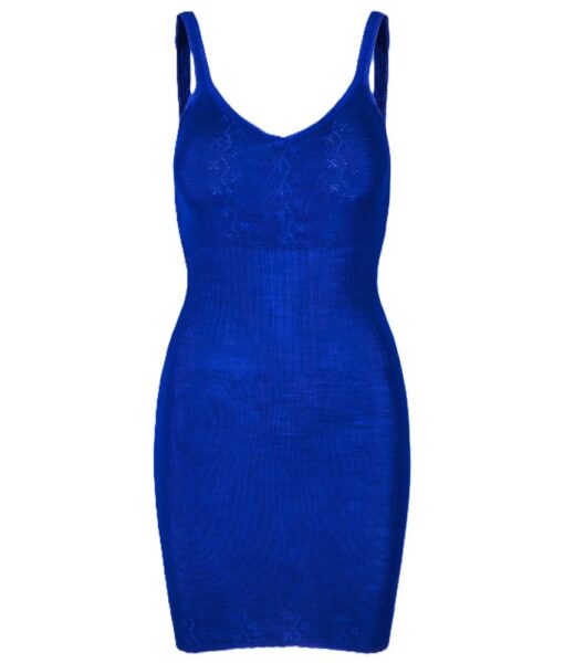 Vera & William Dame Vintage Pointelle underkjole i merinoull og silke cobalt blue - Image 6