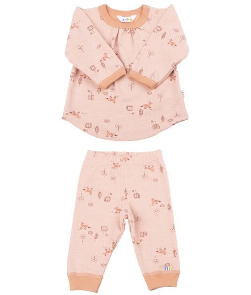 Joha ullsett a-formet genser og longs ull/bomull rev Peach