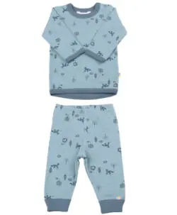 Joha ullsett genser og longs ull/bomull rev Blue