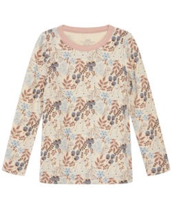 Hust&Claire genser ull/bambusviskose blomster og blader Cloud Blue