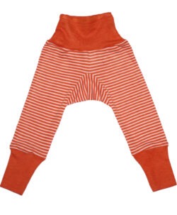 Cosilana bukse økologisk ull/silke striper natur og orange