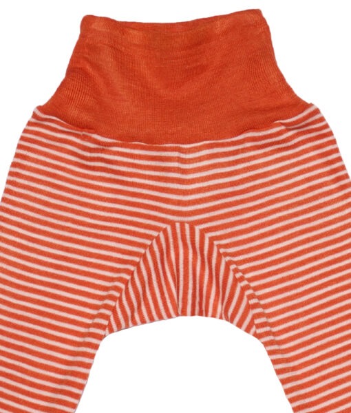 Cosilana bukse økologisk ull/silke striper natur og orange - Image 2