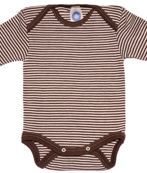 Cosilana body økologisk ull/silke striper natur og brun - Image 2
