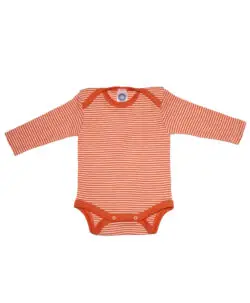 Cosilana body økologisk ull/silke striper natur og orange