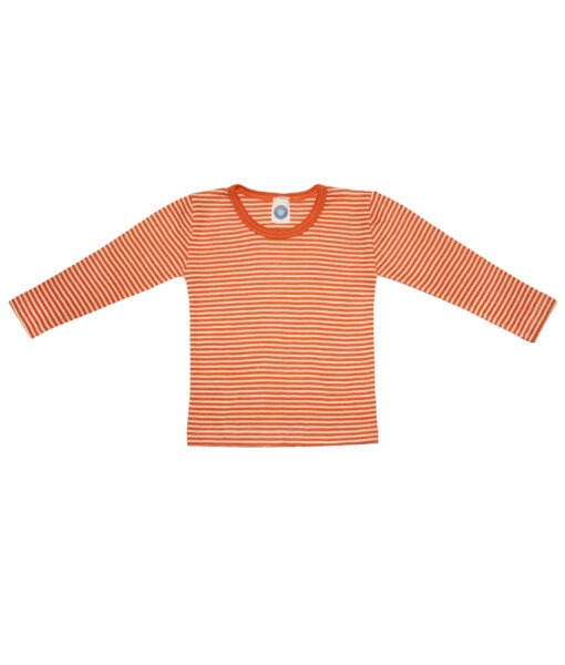 Cosilana genser økologisk ull/silke striper natur og orange - Image 5