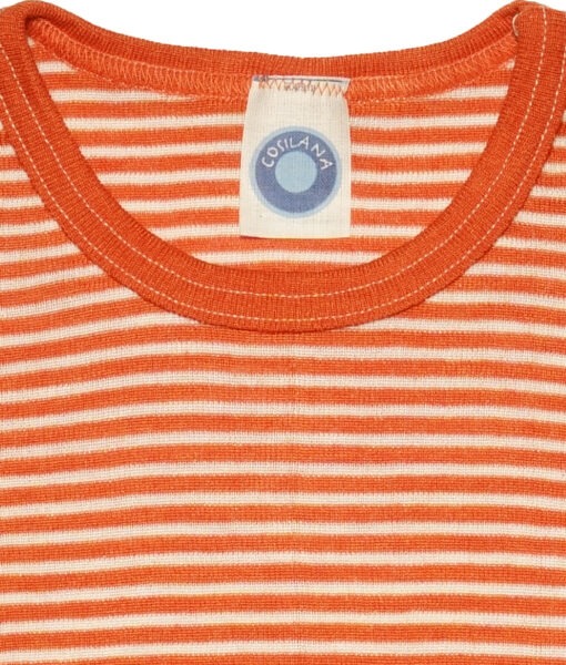 Cosilana genser økologisk ull/silke striper natur og orange - Image 4