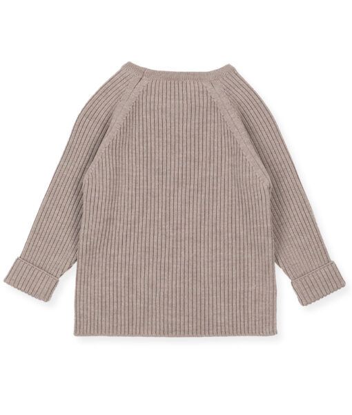 Lillelam genser ribb i ull beige - Image 3
