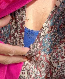 Vera & William Dame Vintage Pointelle underkjole i merinoull og silke cobalt blue