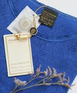 Alternative view of Vera & William Dame Vintage Pointelle genser i merinoull og silke cobalt blue