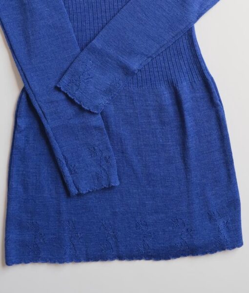 Vera & William Dame Vintage Pointelle genser i merinoull og silke cobalt blue - Image 5