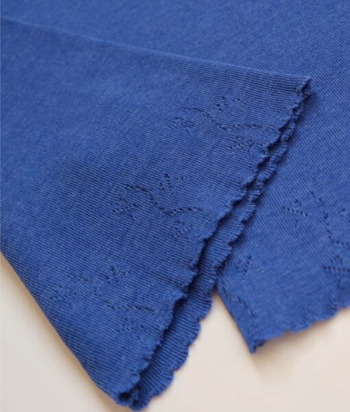 Vera & William Dame Vintage Pointelle mamelukk i merinoull og silke cobalt blue