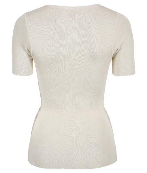 Vera & William Dame Vintage Pointelle t-skjorte i merinoull og silke champagne - Image 9