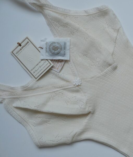 Vera & William Dame Vintage Pointelle underkjole i merinoull og silke champagne - Image 3