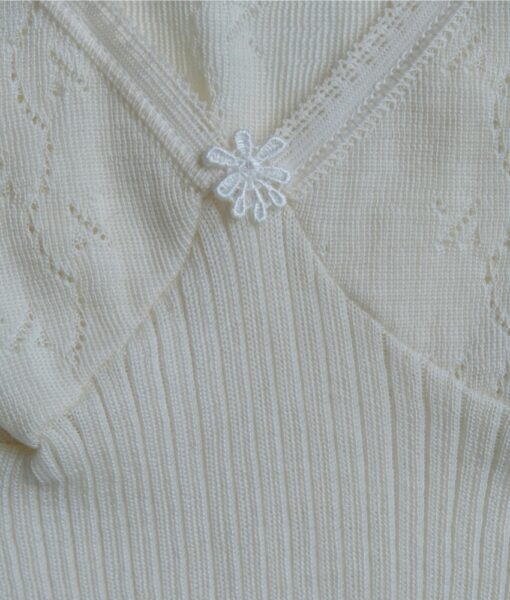 Vera & William Dame Vintage Pointelle underkjole i merinoull og silke champagne - Image 5