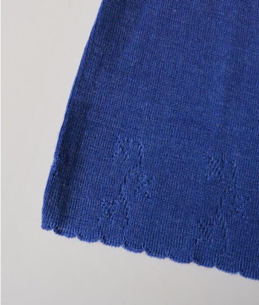 Vera & William Dame Vintage Pointelle underkjole i merinoull og silke cobalt blue - Image 4