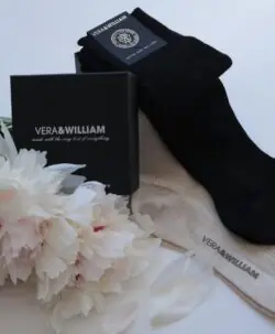 Vera & William Dame lårstrømper i kashmir og silke black