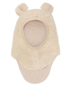 God og varm HUTTEliHUT teddy balaclava i to lag med søte bamseører laget av 100% ull. HUTTEliHUT-luen har en bred, elastisk ribbekant ved ansiktsåpningen, noe som sikrer en tettsittende passform. Luen har en praktisk splittdesign med ekstra lengde i halsen. Laget i en deilig merinoull-teddy med et mykt fôr i bomullsjersey på innsiden. Vaskes fint på 30 grader ullprogram med vaskemiddel for ull/silke. Tørkes flatt.