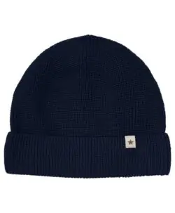 HUTTEliHUT ribbestrikket lue i ull/bomull Dark Navy