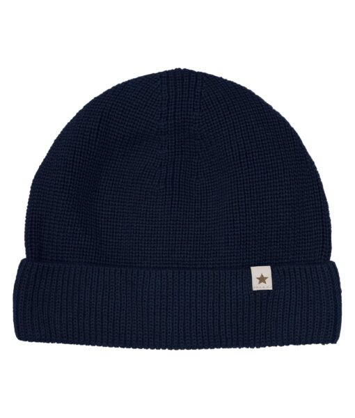 HUTTEliHUT ribbestrikket lue i ull/bomull Dark Navy