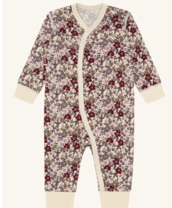 Hust&Claire heldrakt ull/bambusviskose blomster Off White