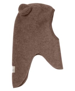 Alternative view of HUTTEliHUT basic ullfleece balaclava med små ører Brown Melange