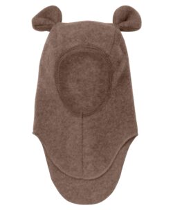 HUTTEliHUT basic ullfleece balaclava med små ører Brown Melange