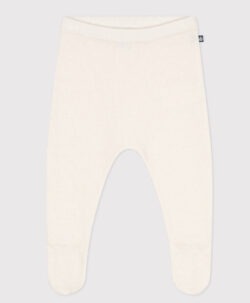 Petit Bateau bukse med fot ull/bomull marshmallow