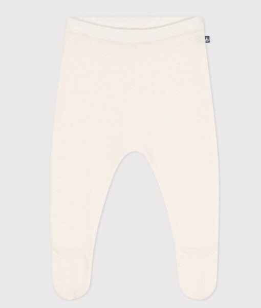 Petit Bateau bukse med fot ull/bomull marshmallow