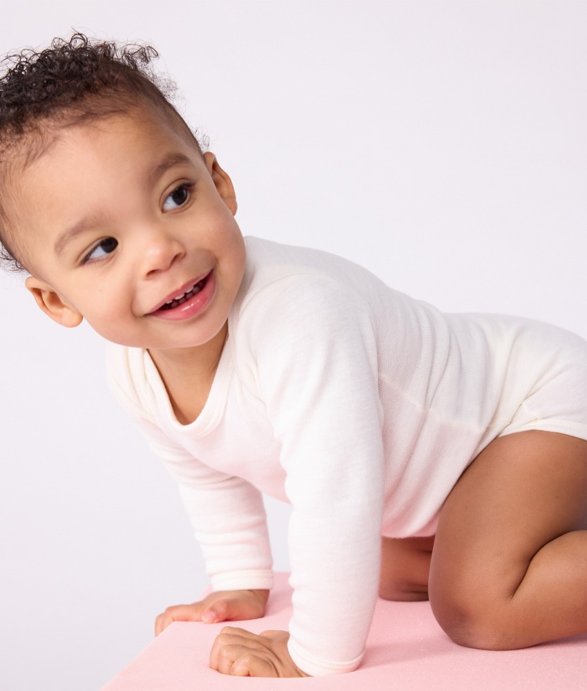 Petit Bateau body ull/bomull ecru