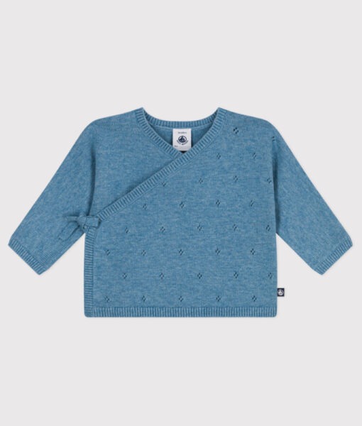 Petit Bateau omslagsjakke ull/bomull adriatic