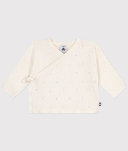 Petit Bateau omslagsjakke ull/bomull marshmallow
