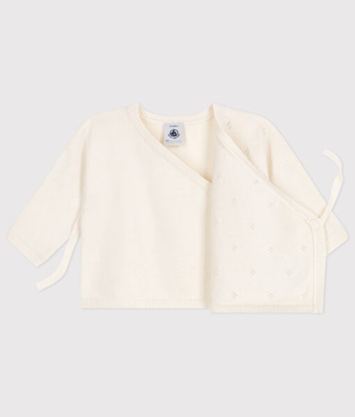 Petit Bateau omslagsjakke ull/bomull marshmallow - Image 3
