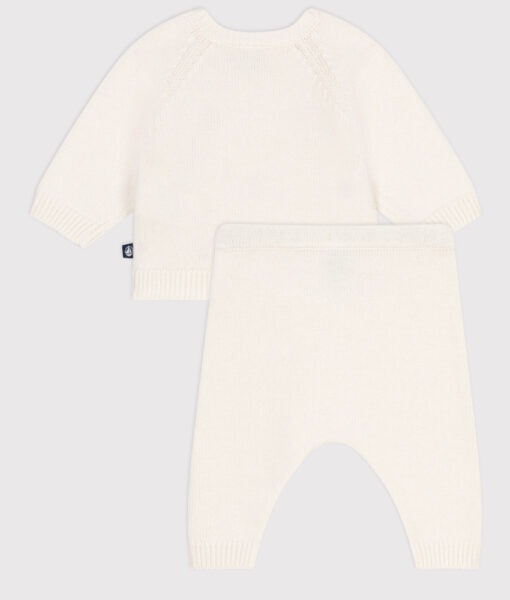 Petit Bateau sett jakke og bukse ull/bomull hjerter marshmallow pompei - Image 5
