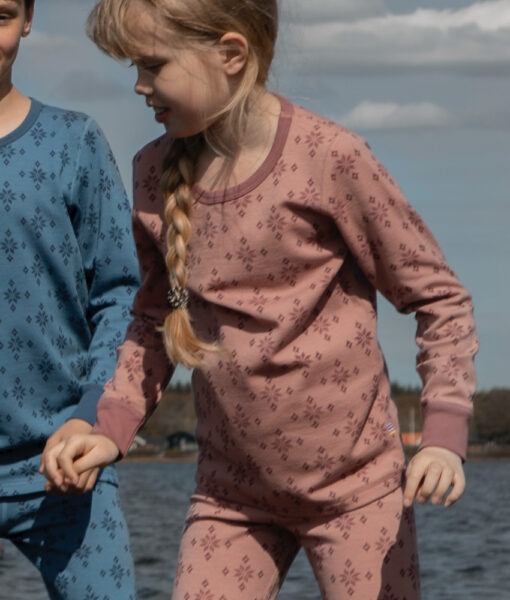 Joha genser barn ull/bomull snøkrystaller Rose - Image 2