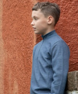 Joha zip-genser barn ull/bambusviskose Dark Denim