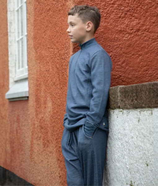 Joha joggebukse barn ull/bambusviskose Dark Denim - Image 2