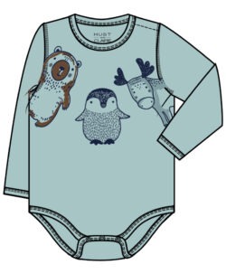 Hust&Claire body ull/bambusviskose søte dyr Baby Blue