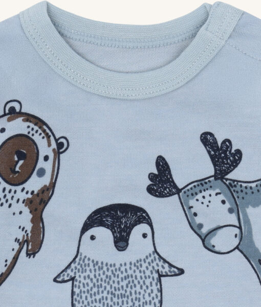 Hust&Claire body ull/bambusviskose søte dyr Baby Blue - Image 2