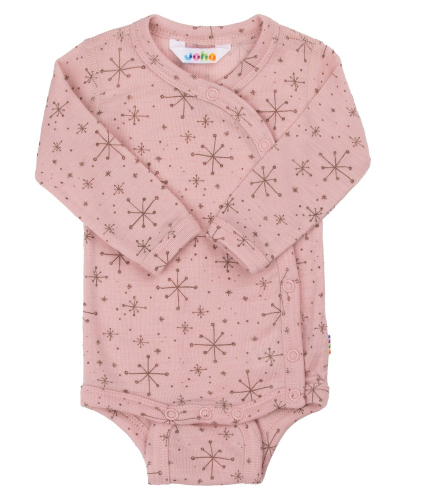 Joha omslagsbody merinoull snøkrystaller Rosa