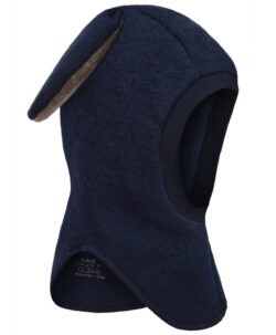 Hust&Claire foret ullfleece balaclava merinoull med søte ører More Navy