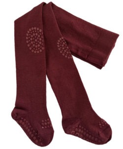 GoBabyGo krabbestrømpebukse i ull med antiskli knotter Wine Red