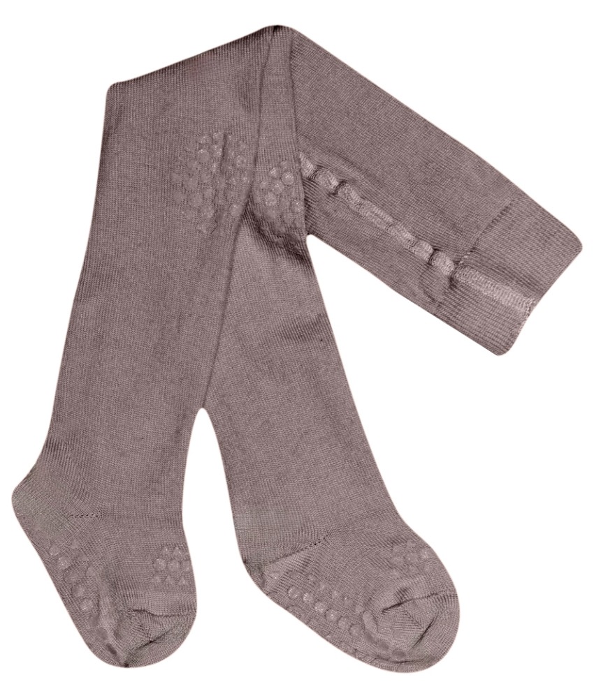 GoBabyGo krabbestrømpebukse i ull med antiskli knotter Dark Purple Dove