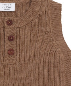 Alternative view of Hust&Claire vest i ribb ull med treknapper Coca Mocha
