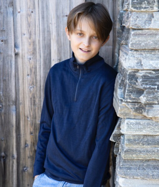 Vilje & Ve Alfie 1/2 zip genser ull/bambusviskose Midnight Navy - Image 2