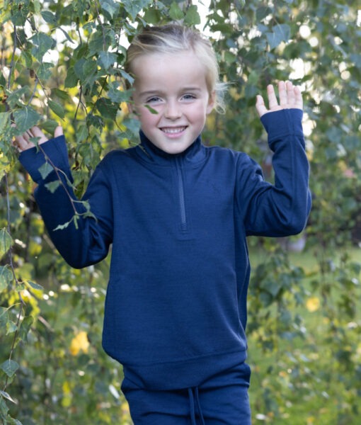 Vilje & Ve Alfie 1/2 zip genser ull/bambusviskose Midnight Navy